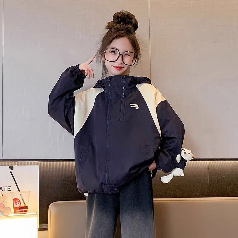 Girls' Spring Jackets And Windbreakers Stylish Trendy Girls' Hooded Clothes Children'S Tops - Image 3