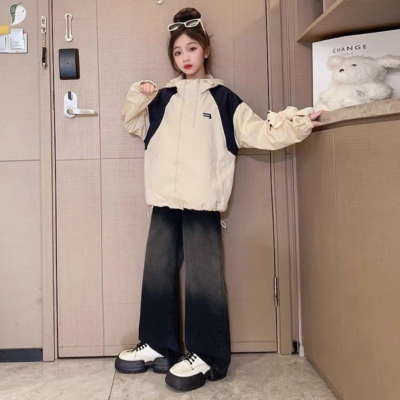 Girls' Spring Jackets And Windbreakers Stylish Trendy Girls' Hooded Clothes Children'S Tops - Image 5