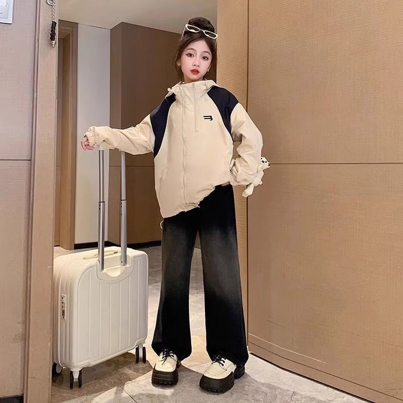 Girls' Spring Jackets And Windbreakers Stylish Trendy Girls' Hooded Clothes Children'S Tops - Image 4