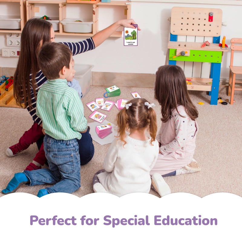 CHEFAN 120 PCS Autism Communication Cards for Speech Delay Non Verbal Children and Adults, Special Needs Visual Aid Language Learning Cue Cards Special Ed Feelings Emotions Flash Cards - Image 4
