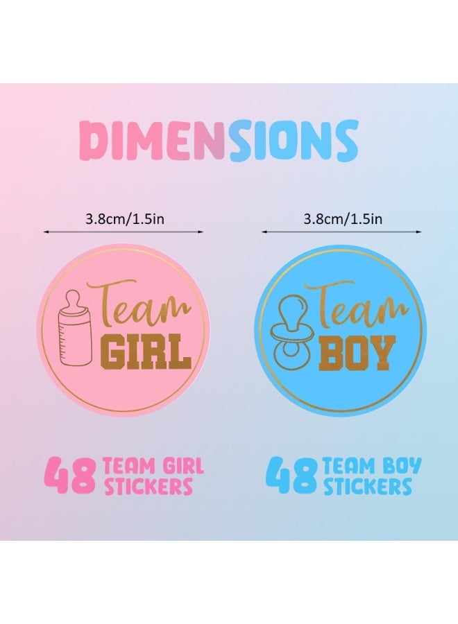 96-Piece Baby Shower Gender Reveal Stickers Set - Elegant Gold Foil Stamped Round Labels Featuring Pink and Blue for Boy or Girl Team Voting - Ideal for Gender Reveal Party Decorations and Games - Image 4