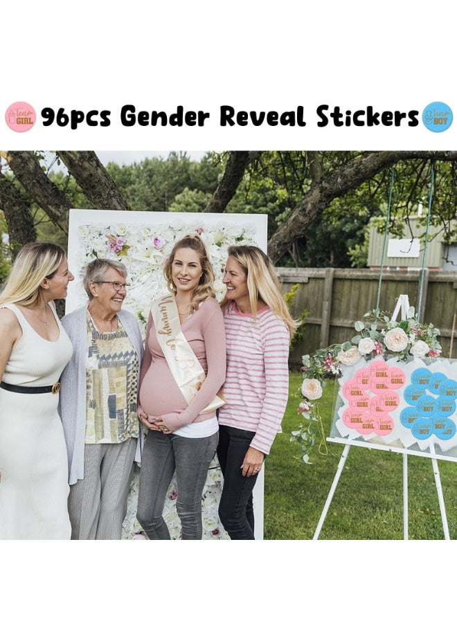 96-Piece Baby Shower Gender Reveal Stickers Set - Elegant Gold Foil Stamped Round Labels Featuring Pink and Blue for Boy or Girl Team Voting - Ideal for Gender Reveal Party Decorations and Games - Image 3