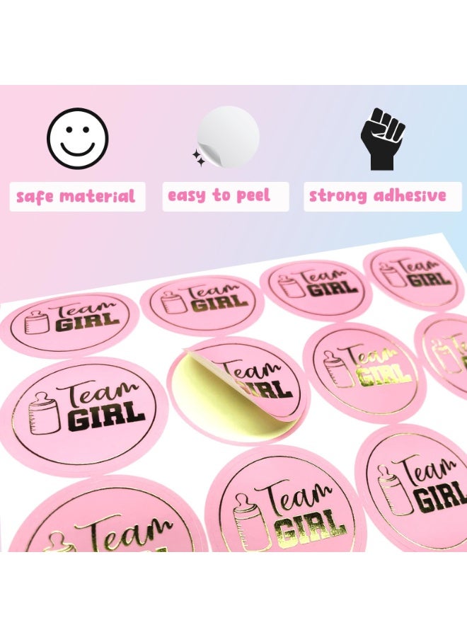 96-Piece Baby Shower Gender Reveal Stickers Set - Elegant Gold Foil Stamped Round Labels Featuring Pink and Blue for Boy or Girl Team Voting - Ideal for Gender Reveal Party Decorations and Games - Image 5