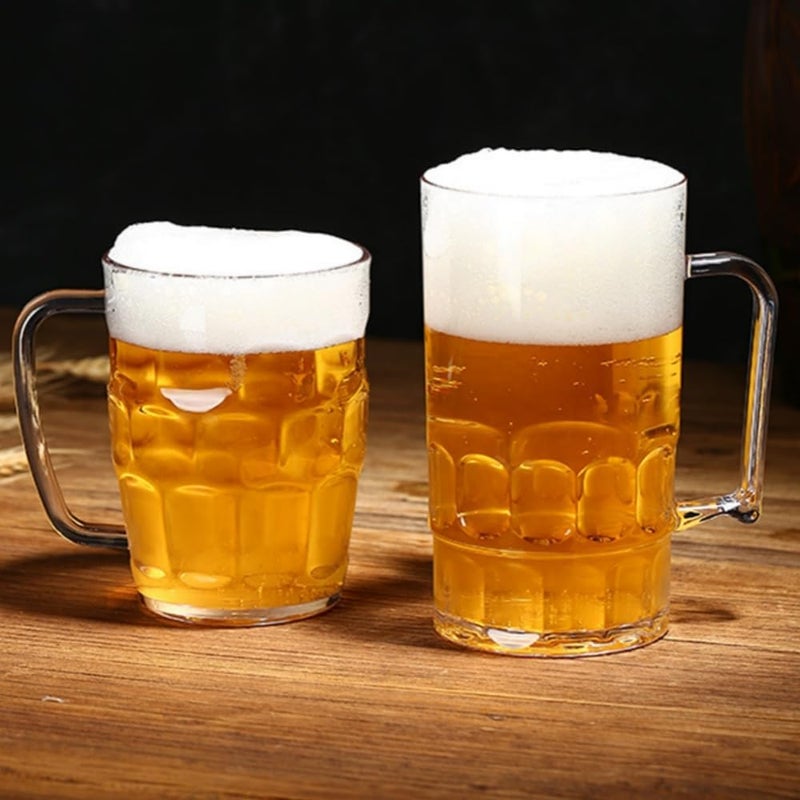 Komost 22oz Plastic Beer Mugs with Handles Set of 2, Clear Resuable Beer Stein Drinking Cups for Freezer, Ideal for Party Bar Home Hotel - Image 5