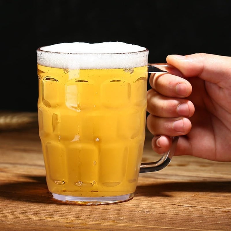Komost 22oz Plastic Beer Mugs with Handles Set of 2, Clear Resuable Beer Stein Drinking Cups for Freezer, Ideal for Party Bar Home Hotel - Image 2