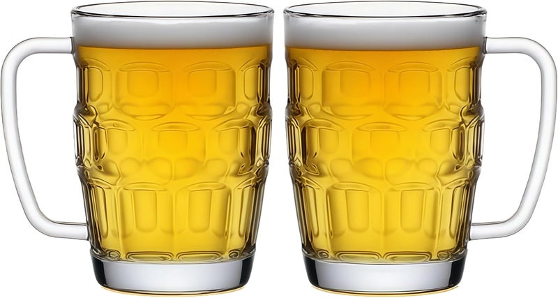 Komost 22oz Plastic Beer Mugs with Handles Set of 2, Clear Resuable Beer Stein Drinking Cups for Freezer, Ideal for Party Bar Home Hotel - Image 1