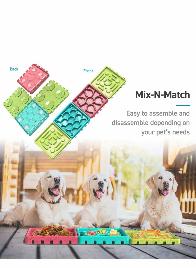 Excefore Slow Feeding Mat, Tray, Slow Feeder Dog Bowls, Food Mat for Dog, Dog Lick Pad Anxiety Relief Feeding Mat with Suction, Multicolor, 5.9’’x5.9’’x2.9’’ - Image 5