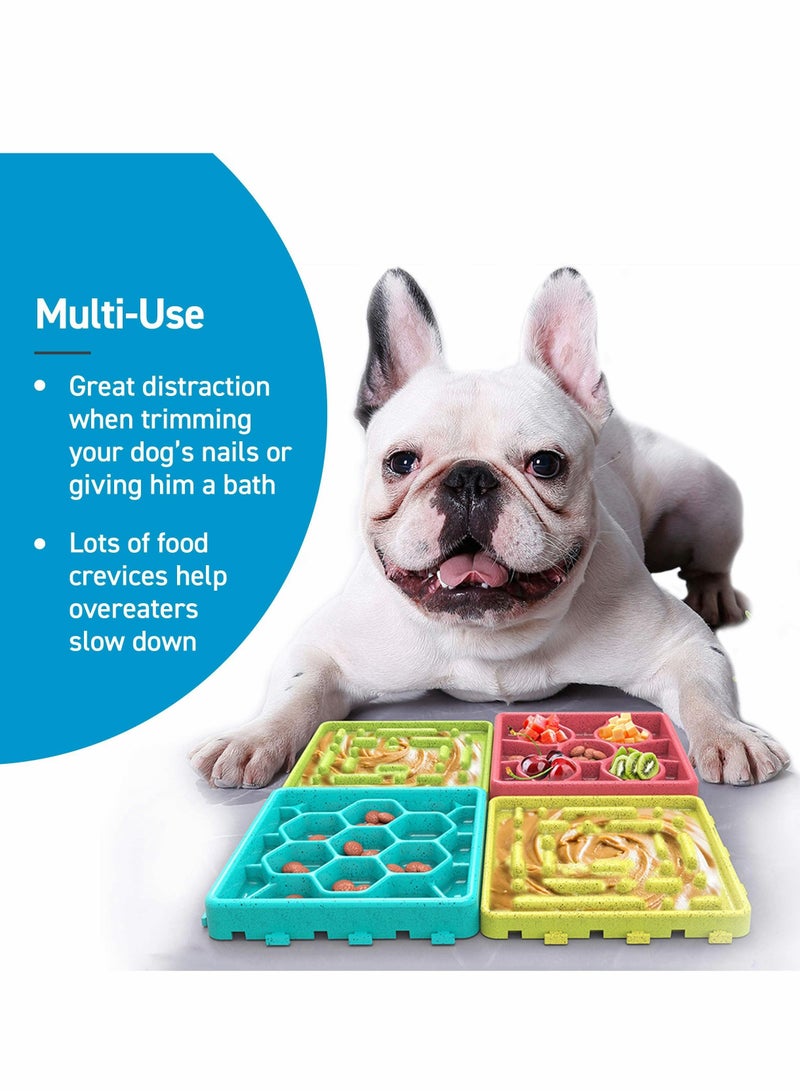Excefore Slow Feeding Mat, Tray, Slow Feeder Dog Bowls, Food Mat for Dog, Dog Lick Pad Anxiety Relief Feeding Mat with Suction, Multicolor, 5.9’’x5.9’’x2.9’’ - Image 2