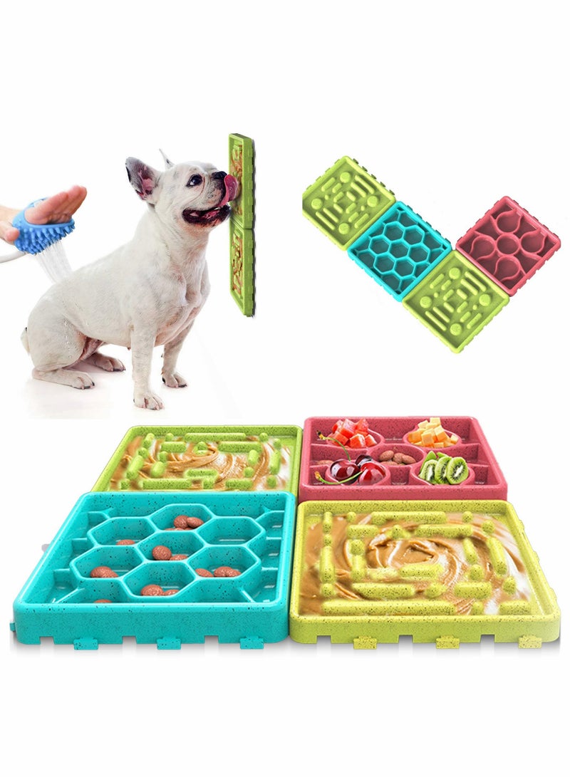 Excefore Slow Feeding Mat, Tray, Slow Feeder Dog Bowls, Food Mat for Dog, Dog Lick Pad Anxiety Relief Feeding Mat with Suction, Multicolor, 5.9’’x5.9’’x2.9’’ - Image 1