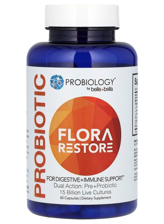 Probiotic Flora Restore 15 Billion Live Cultures  60 Capsules