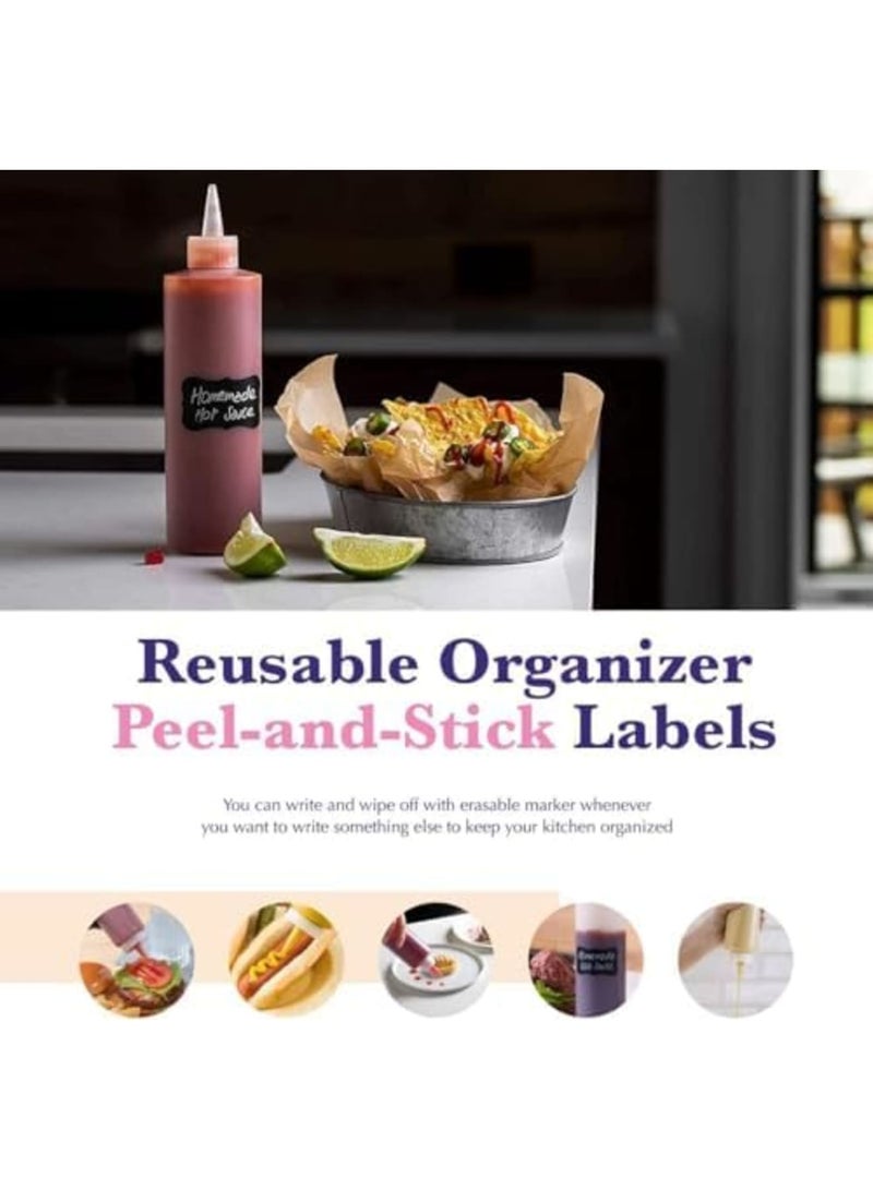 SYOSI 16 Oz Condiment Squeeze Bottles Olive Oil Dispenser, Salad Dressings, Cooking Oil & Sauce Bottle Premium Food Grade Materials, 6-Pack-Includes Funnel, Erasable Marker and Reusable Labels - Image 5