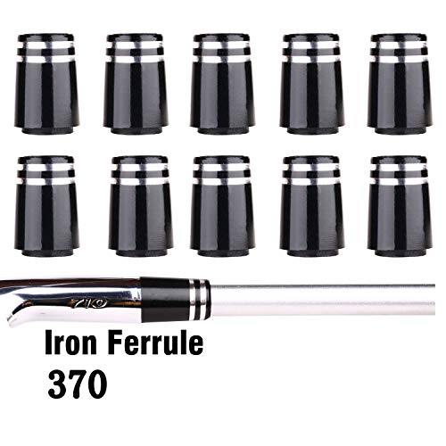 Golf Builder 10pcs Custom Black Tip Size .370 Golf Ferrules for Taper Tip Iron Wedge with Two Silver Ring - Image 2