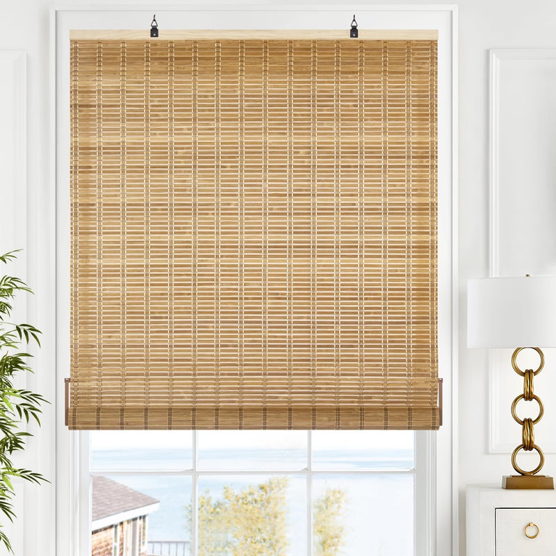 LazBlinds Cordless Bamboo Blinds, Roll Up Shades for Windows, Light Filtering Hanging Window Blinds, Bamboo Shades for Patio Indoor/Outdoor Porch, 35'' W x 72'' H, Brown206 - Image 1