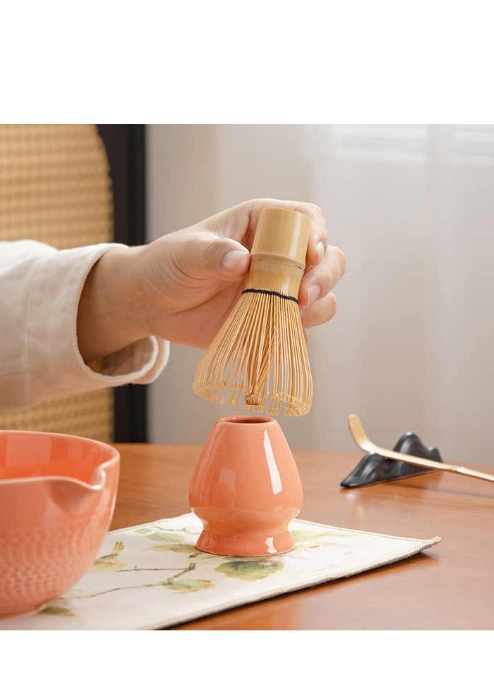 جوسكوين طقم خفاقة الماتشا الوردية للسيدات، 7 قطع، يشمل طقم الماتشا: وعاء الماتشا، خفاقة بامبو للماتشا، مغرفة، منخل شاي من الفولاذ المقاوم للصدأ، حامل خفاقة، طقم خفاقة الماتشا، وماكينة تحضير شاي الماتشا الأخضر - Image 3