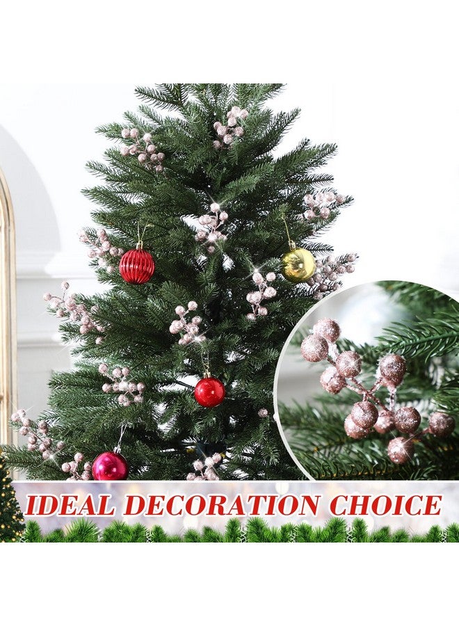 Geosar Geosar 30 Pieces Artificial Christmas Berry Picks with Snowflake Glitter Artificial Holly Berry Stems for Christmas Tree Ornaments Vases DIY Crafts Home Wedding Party Holiday Decor(Rose Gold)  - Image 4
