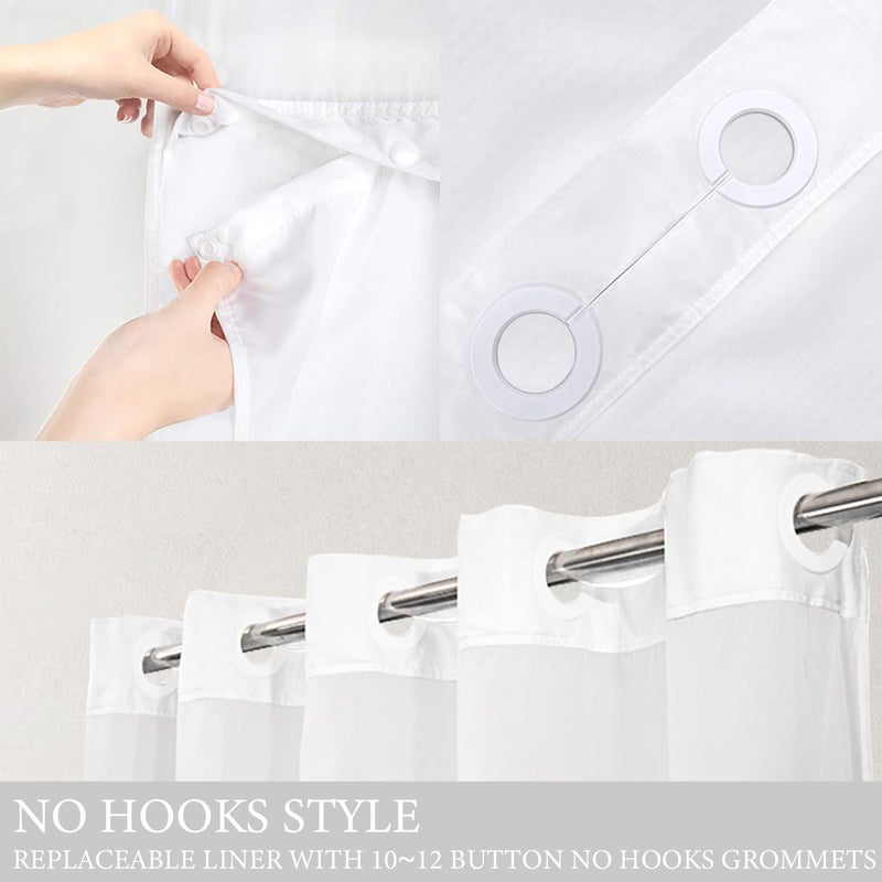 Tititex No Hooks Snap in Liner Gray Eucalyptus Leaves Startain Stain Sets Hotel Luxury Double Place Flace & SEED-SEPRING WINDOW BATHERATION - Image 3
