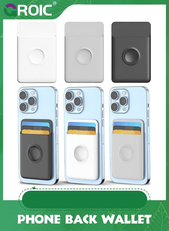 GROIC 3 Packs Black White Grey Sticky Wallet Card Holder for Back of Phone, Silicone Credit Card, Business Card & Id Replace Bulky Purse Suitable for iPhone, Android & Most Smartphones  - Image 1