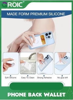 GROIC 3 Packs Black White Grey Sticky Wallet Card Holder for Back of Phone, Silicone Credit Card, Business Card & Id Replace Bulky Purse Suitable for iPhone, Android & Most Smartphones  - Image 4