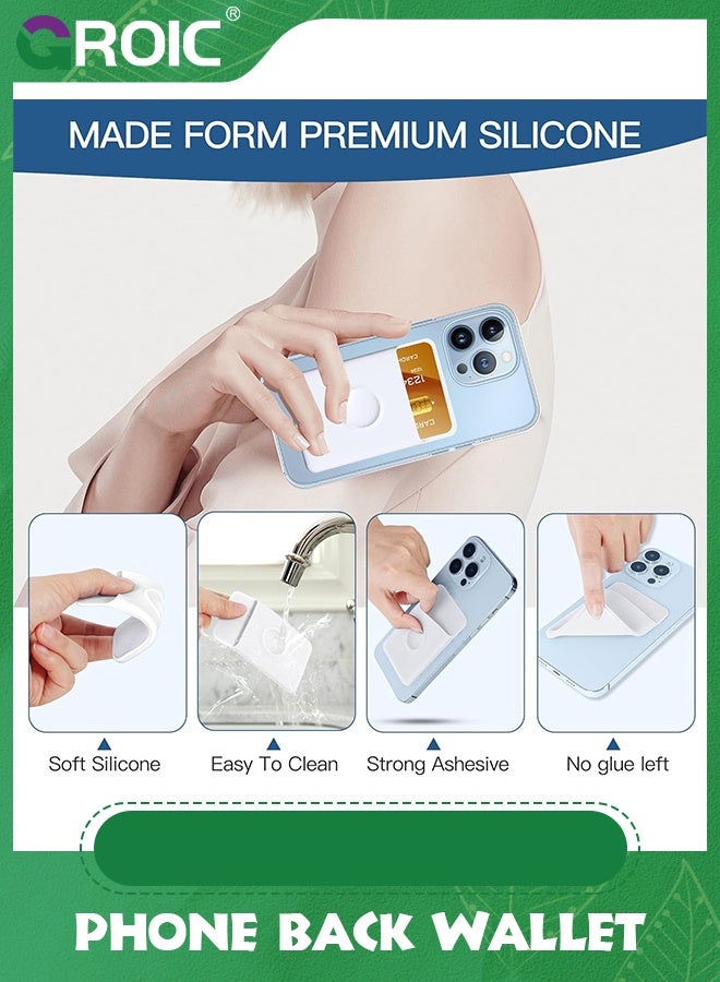 GROIC 3 Packs Black White Grey Sticky Wallet Card Holder for Back of Phone, Silicone Credit Card, Business Card & Id Replace Bulky Purse Suitable for iPhone, Android & Most Smartphones  - Image 4