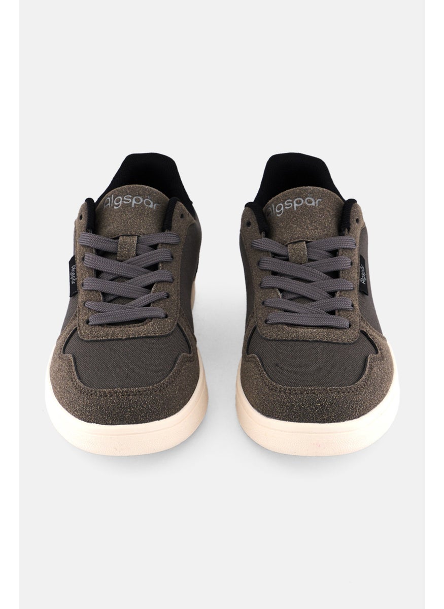 Algspar Men Brand Logo Lace Up Shoes, Dark Grey  - Image 4