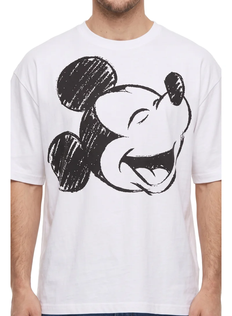 Disney  Disney Mickey Mouse Men’s Drop Shoulder T-Shirt | Oversized Graphic Print Casual Crew Neck Cotton Tee for Men | Best Price UAE