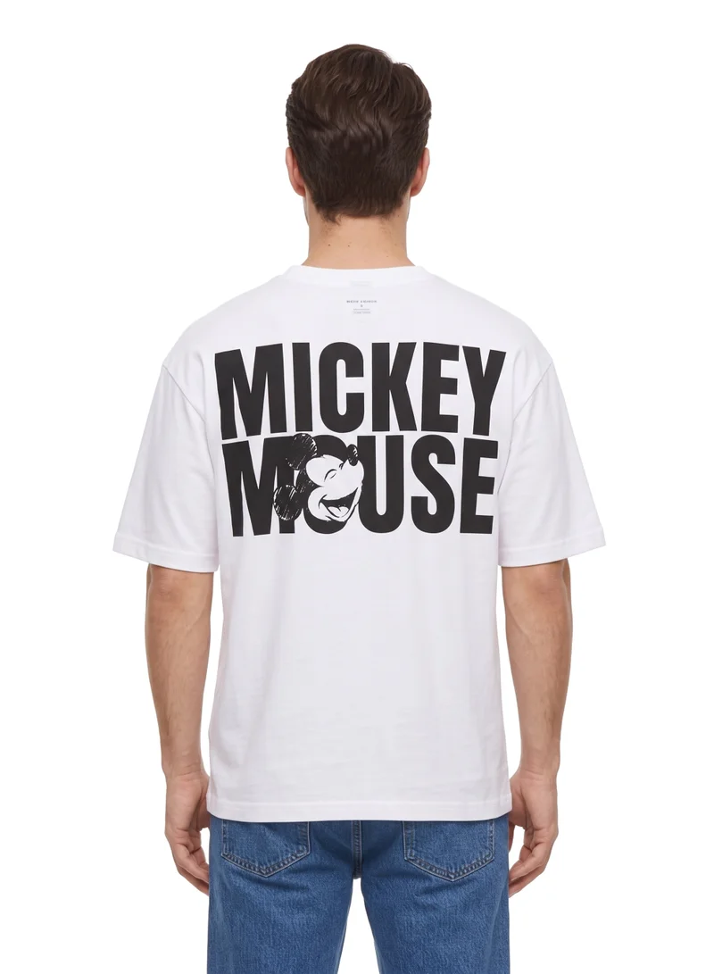Disney  Disney Mickey Mouse Men’s Drop Shoulder T-Shirt | Oversized Graphic Print Casual Crew Neck Cotton Tee for Men | Best Price UAE