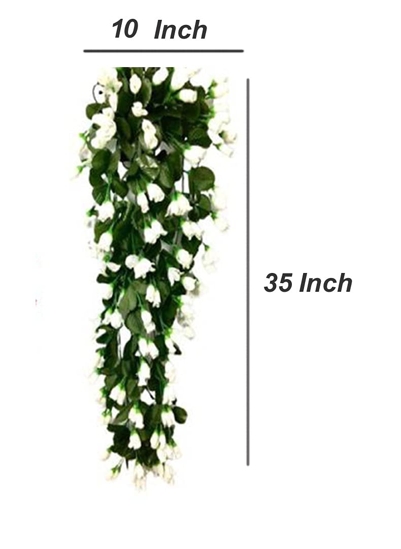 Generic VIMIFORYOU Artificial Hanging Rose Garlands Artificial Rose Flowers Vines for Home Dcor Party Dcor Special Occasion Dcor Pack of 2 35 Inch White  - Image 3