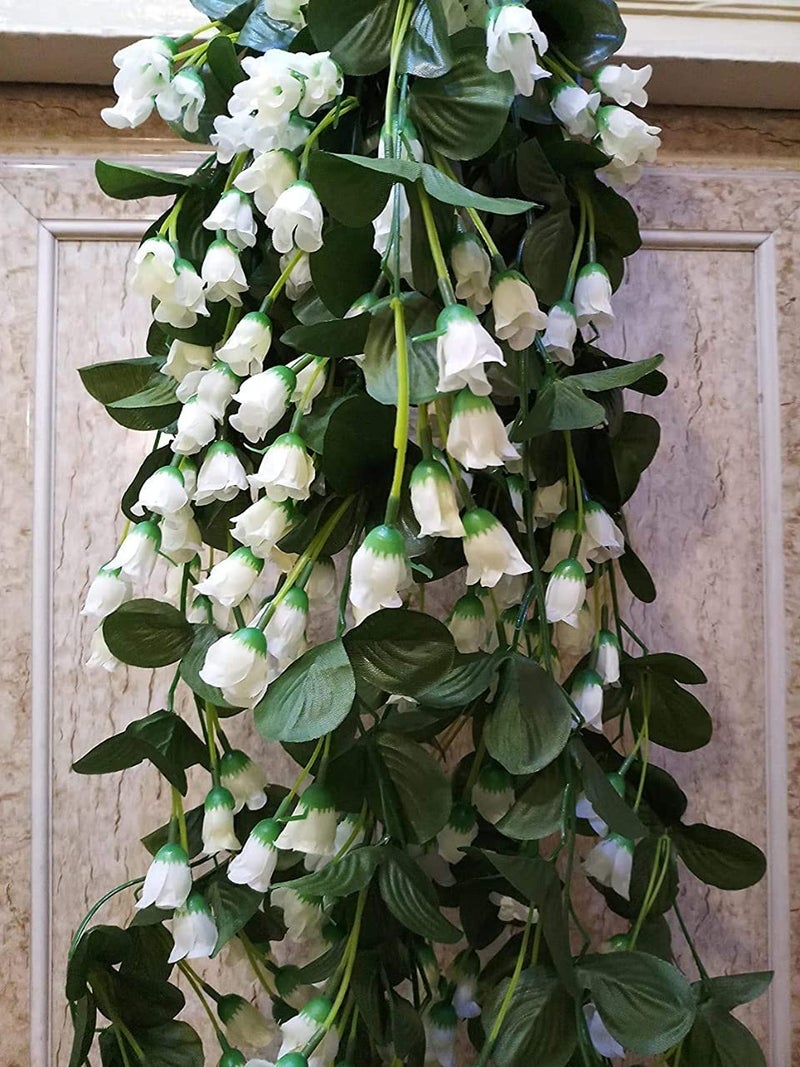 Generic VIMIFORYOU Artificial Hanging Rose Garlands Artificial Rose Flowers Vines for Home Dcor Party Dcor Special Occasion Dcor Pack of 2 35 Inch White  - Image 2