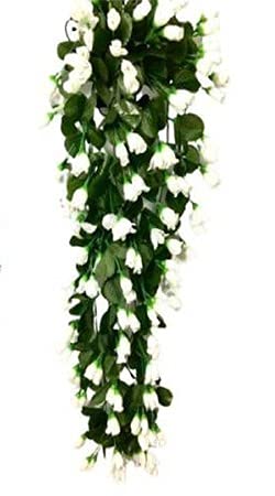 Generic VIMIFORYOU Artificial Hanging Rose Garlands Artificial Rose Flowers Vines for Home Dcor Party Dcor Special Occasion Dcor Pack of 2 35 Inch White  - Image 4