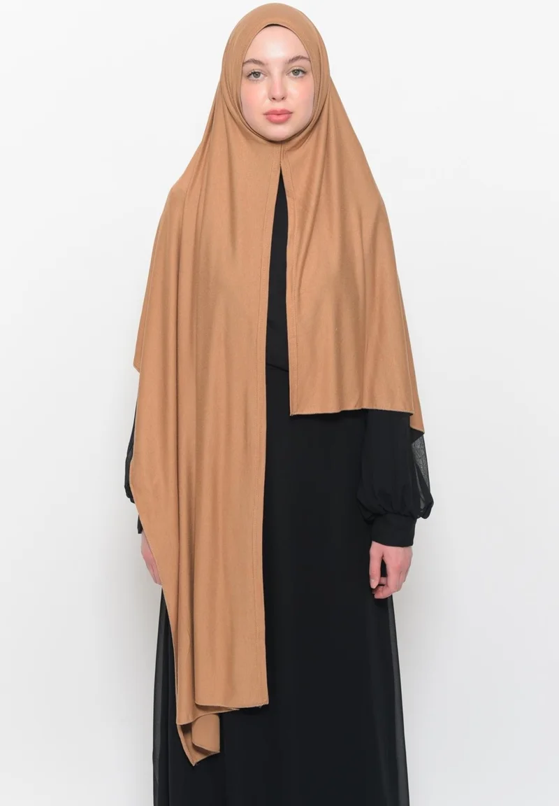 Altobeh Ready Practical Interlocking Luxury Organic Plain Combed Cotton Shawl Cross Aligned - Dark Beige