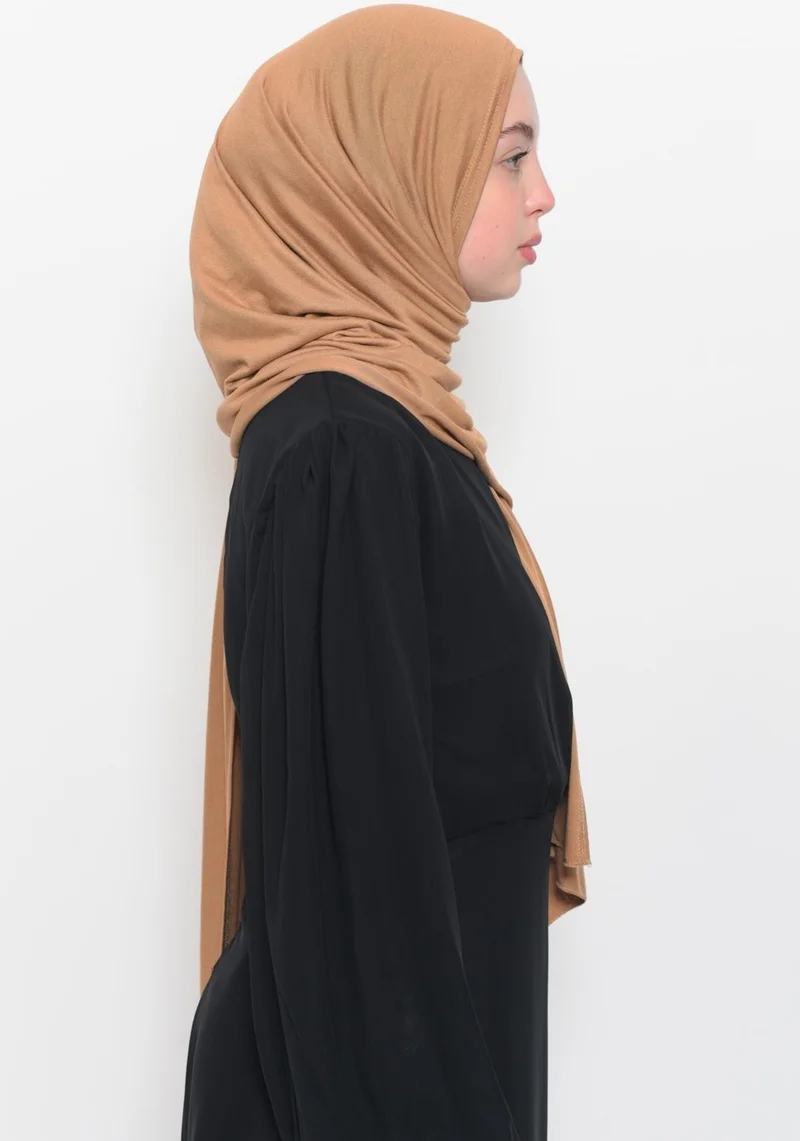 Altobeh Ready Practical Interlocking Luxury Organic Plain Combed Cotton Shawl Cross Aligned - Dark Beige