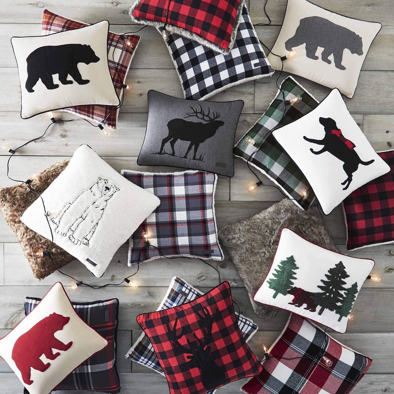 Eddie Bauer Home Throw Pillow with Zipper Closure, Perfect Home Decor for Bed or Sofa, 20" x 20", Cabin Plaid Stag Red/Black - Image 4