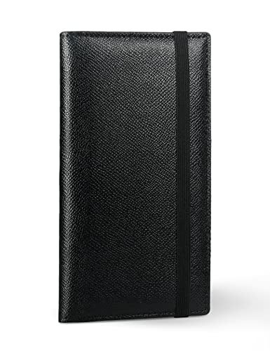 Yarnic Checkbook Cover for Personal Checkbook, Checkbook Holder with Pen Holder & Built-in Clear Plastic Divider for Duplicate Checks (Black) - Image 1