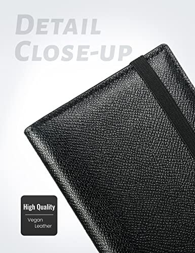 Yarnic Checkbook Cover for Personal Checkbook, Checkbook Holder with Pen Holder & Built-in Clear Plastic Divider for Duplicate Checks (Black) - Image 5