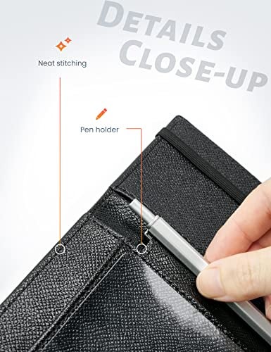 Yarnic Checkbook Cover for Personal Checkbook, Checkbook Holder with Pen Holder & Built-in Clear Plastic Divider for Duplicate Checks (Black) - Image 3
