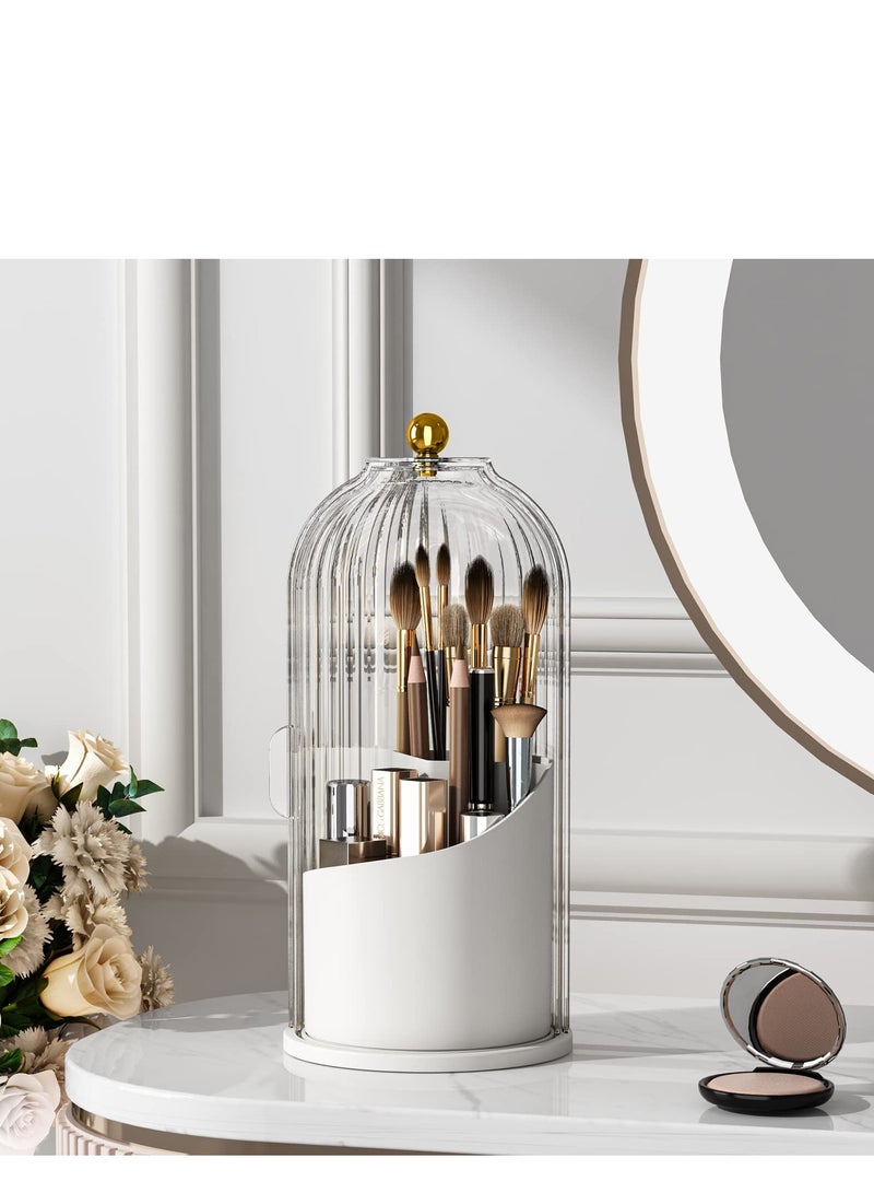SYOSI حاملات فرش المكياج، مع غطاء، منظم فرش مكياج شفاف، حاوية فرش مكياج دوارة مضادة للغبار مع غطاء أكريليك شفاف، لأحمر الشفاه، طاولة الحمام، خزانة (شفاف) - Image 5
