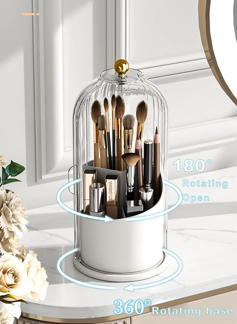 SYOSI حاملات فرش المكياج، مع غطاء، منظم فرش مكياج شفاف، حاوية فرش مكياج دوارة مضادة للغبار مع غطاء أكريليك شفاف، لأحمر الشفاه، طاولة الحمام، خزانة (شفاف) - Image 2