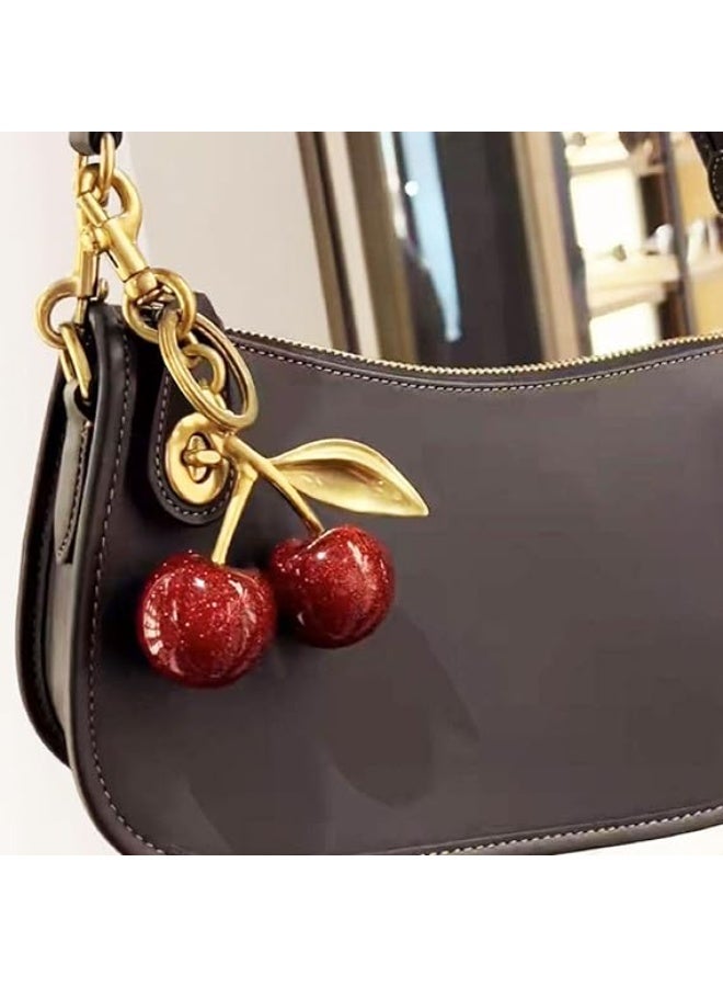 Creative Realistic Cherry Keychain, Sparkling Bag Charm, Women’s Fashion Keyring, Elegant Gift - Image 2