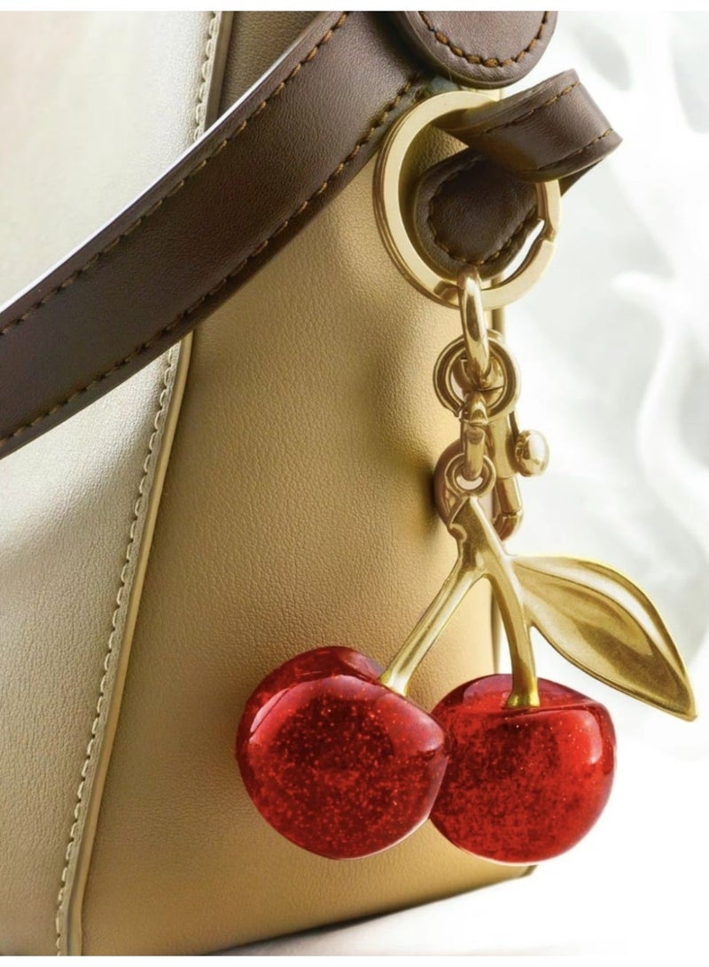 Creative Realistic Cherry Keychain, Sparkling Bag Charm, Women’s Fashion Keyring, Elegant Gift - Image 3