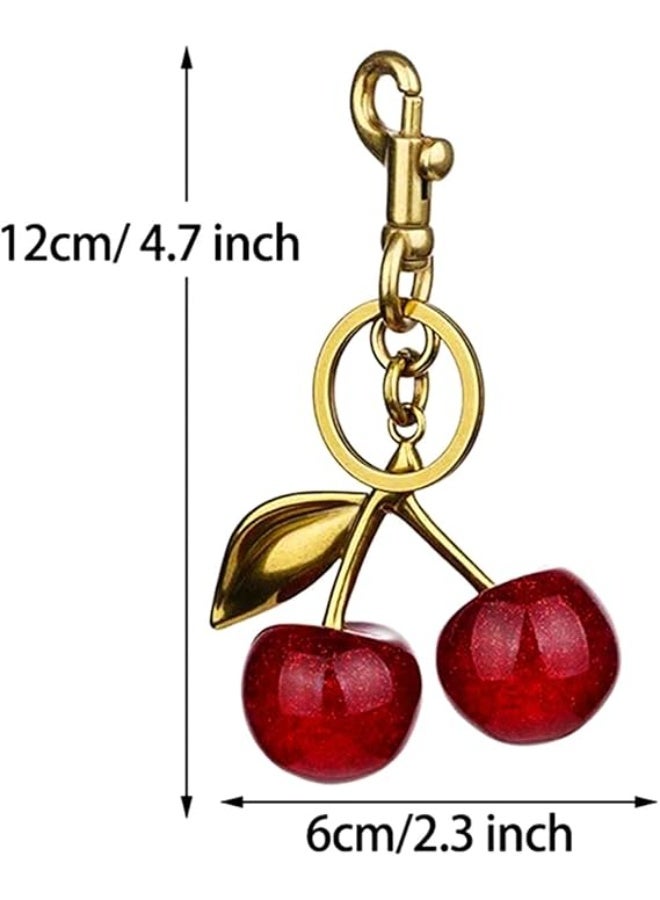 Creative Realistic Cherry Keychain, Sparkling Bag Charm, Women’s Fashion Keyring, Elegant Gift - Image 5