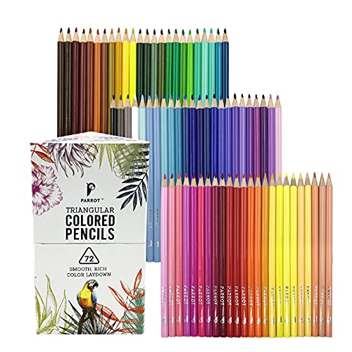 PARROT Premier 72ct Wooden Colored Pencils Soft Core TriangularShaped PreSharpened for Artists Adult Kids Coloring Book Perfect for Drawing Coloring Blending and Shading - Image 5