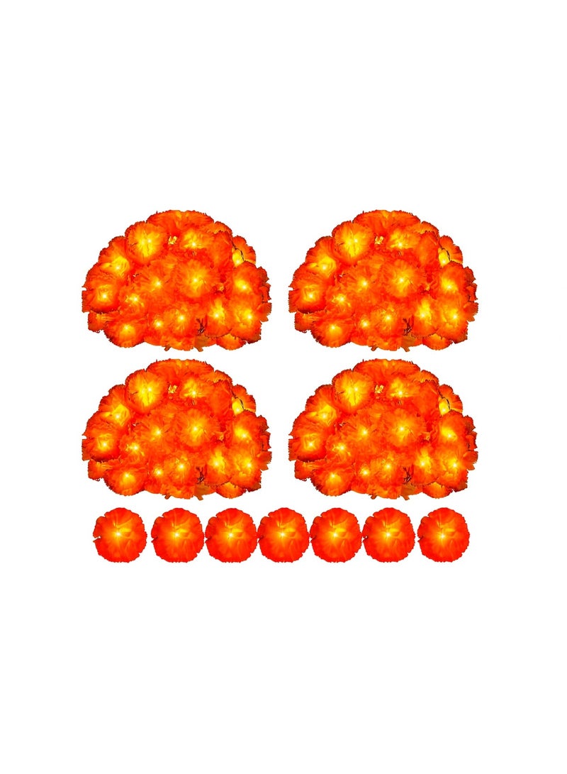 Home Care 20 Lights Orange Chrysanthemum Flower Garland â€“ 3 m Battery-Powered Marigold Wreath with Lights | Perfect for Day of the Dead, Diwali, Wedding, Halloween, Christmas & Holiday Home Party Decorations - Image 5