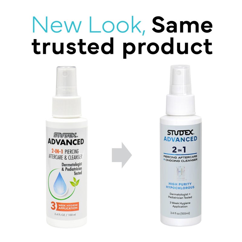 Studex Advanced 2-in-1 Piercing Aftercare & Cleanser â€“ Hypochlorous Spray for Body and Ear Piercing, Hypoallergenic Formula for Sensitive Skin (3.4oz) - Image 2