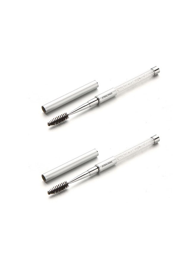 JOSALINAS 2Pcs Mascara Brushes Eyebrow Eyelash Brushes Mascara Wands Applicators Eye Brushes Portable Cosmetic Brushes With Cap For Travel Silver - Image 1