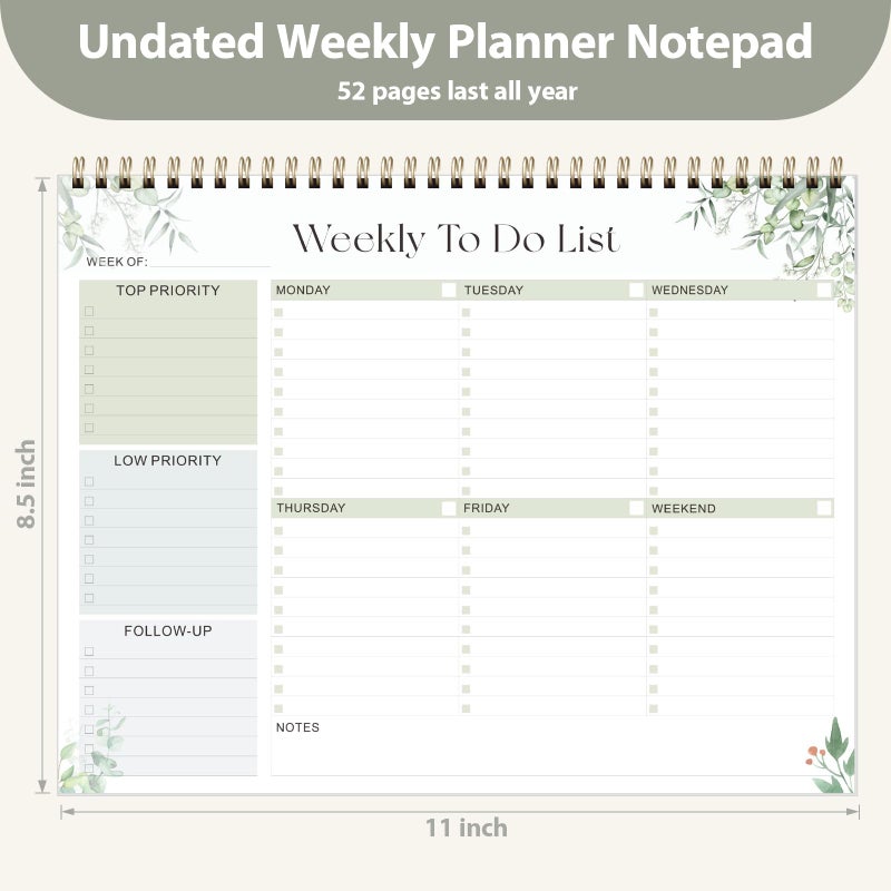 VALOME Weekly To Do List Notepad, Undated Planner with 52 Sheets (8.5''x11''), Desk Weekly Planner for Women & Man, Home School & Work - Image 3