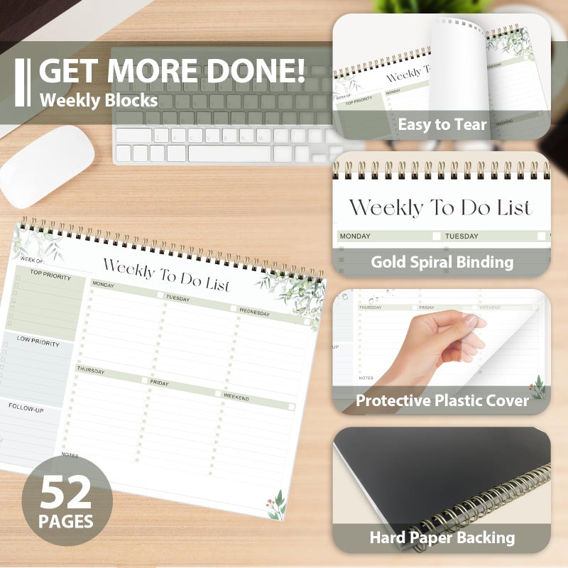 VALOME Weekly To Do List Notepad, Undated Planner with 52 Sheets (8.5''x11''), Desk Weekly Planner for Women & Man, Home School & Work - Image 5