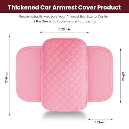 DSCARCovers Upgraded Car Center Console Cover Pink,Microfiber Leather Car Armrest Cover Cushion with 2 Storage Bags,Universal Car Armrest Storage Box Car Interior Accessories for Most Vehicles (Pink) - Image 3