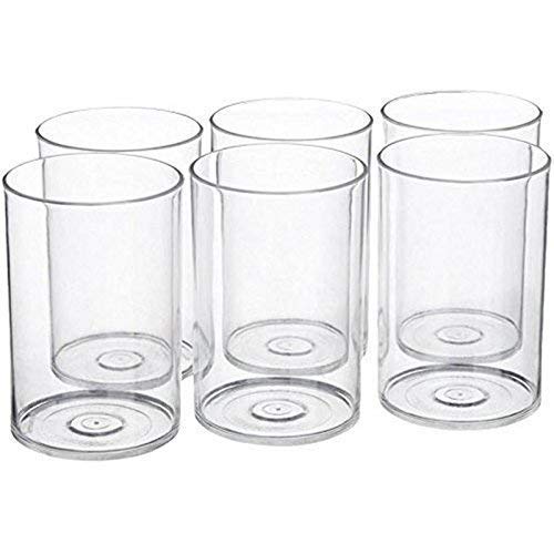 KIDINGTON 6 Pcs Plastic Diamond Design Unbreakable Stylish Transparent Water GlassJuice GlassBeer GlassWine Glass Plastic Glass Set 280 MLClear - Image 1