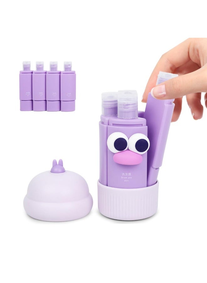 MAYCREATE® Travel Bottles Set, 4Pcs 60ml Silicone Travel Bottles Modular Toiletries Containers Leaking Proof Flip-up Lids Design for Shampoo, Shower Gel, Body Lotion, Face Cream, Moisturizer - Image 1