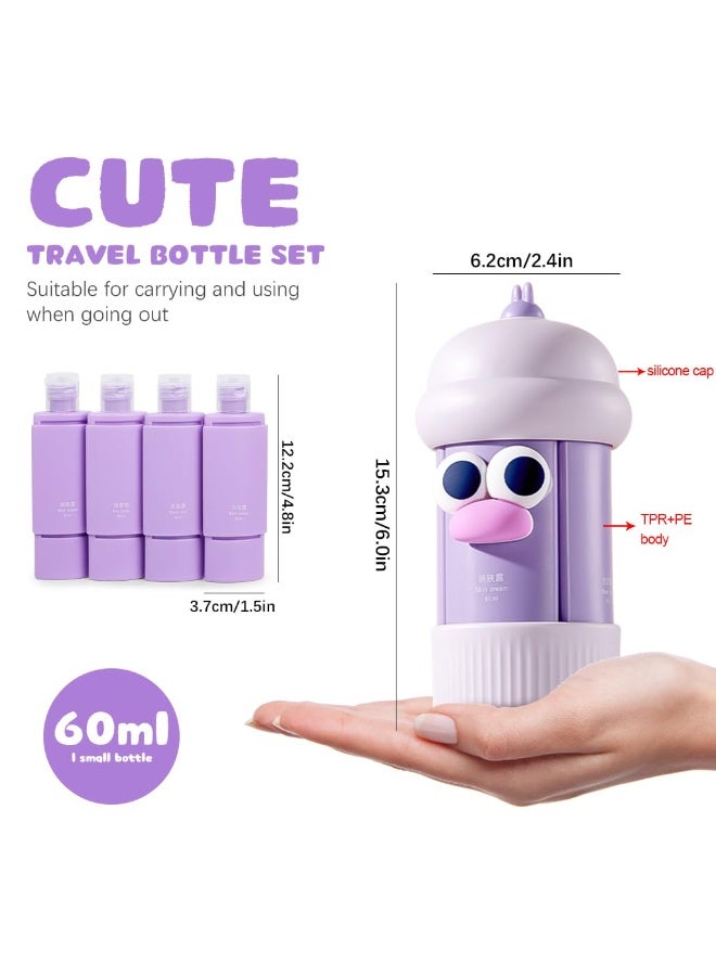 MAYCREATE® Travel Bottles Set, 4Pcs 60ml Silicone Travel Bottles Modular Toiletries Containers Leaking Proof Flip-up Lids Design for Shampoo, Shower Gel, Body Lotion, Face Cream, Moisturizer - Image 4